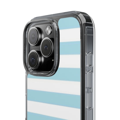 Ocean Pop Stripes 🌊💙 — Light Blue & White Clear Phone Case