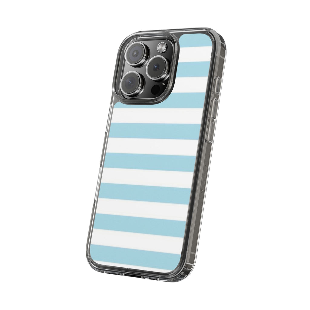 Ocean Pop Stripes 🌊💙 — Light Blue & White Clear Phone Case