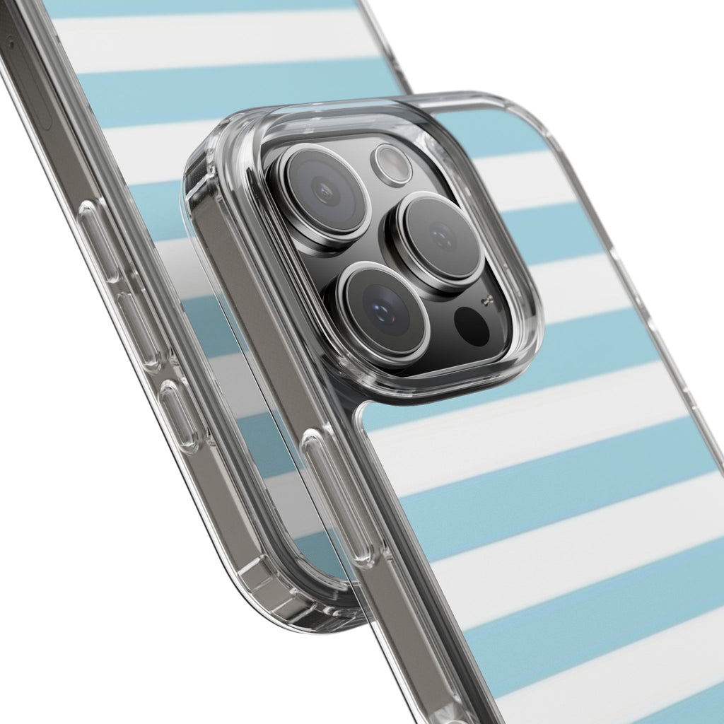 Ocean Pop Stripes 🌊💙 — Light Blue & White Clear Phone Case