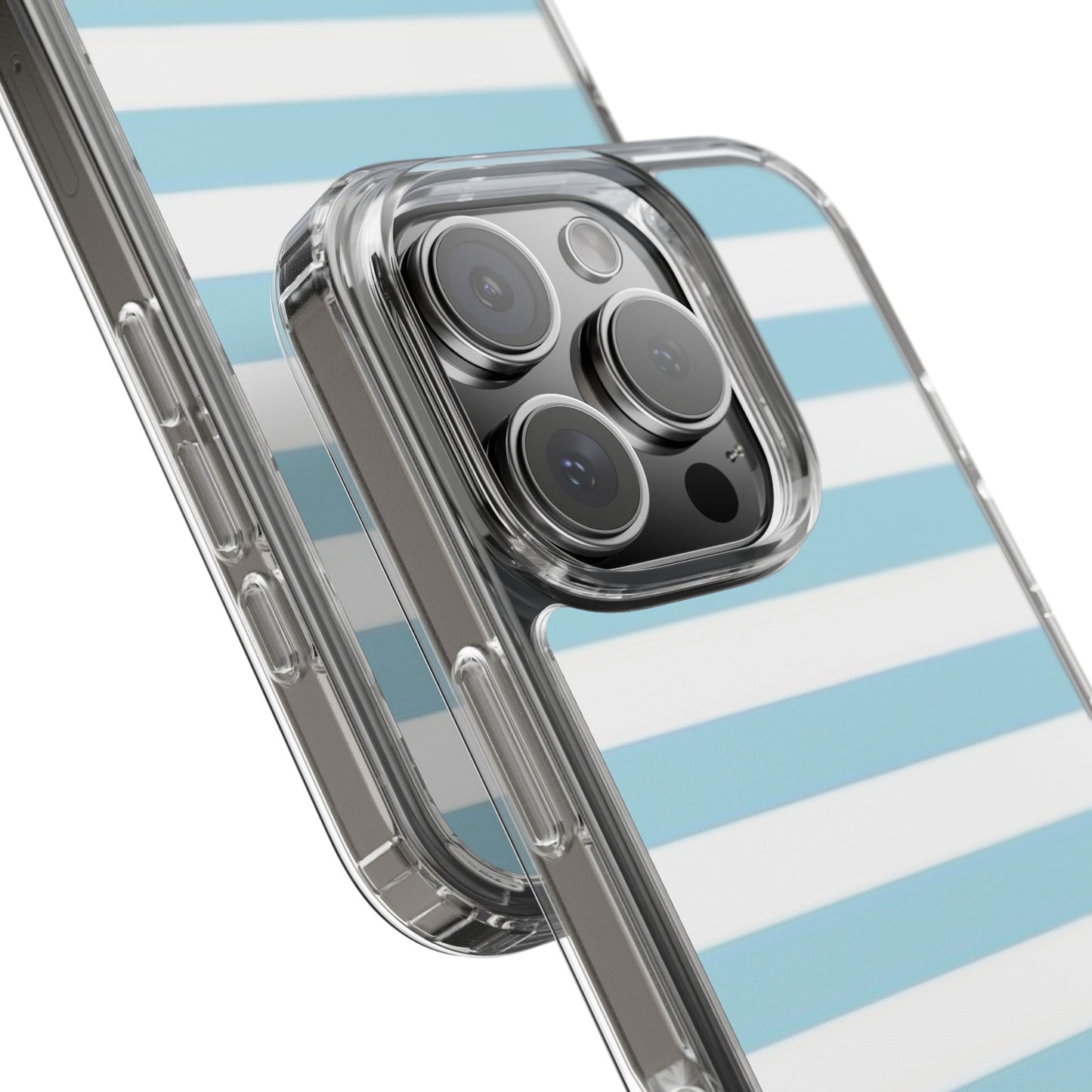 Ocean Pop Stripes 🌊💙 — Light Blue & White Clear Phone Case