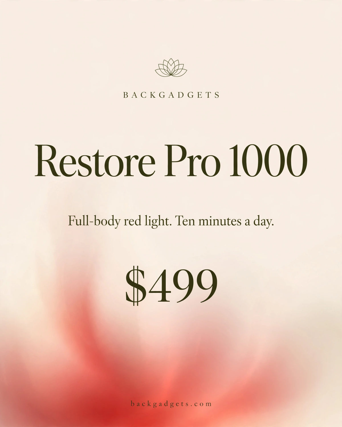 Backgadgets Restore Pro 1000 — Full-Body Red Light Therapy Panel